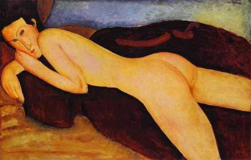 Jeane Hebuterne Nude (ca. 1916) - Lukisan Modigliani