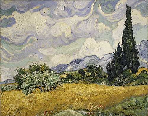 Wheat Field with Cypresses (1889)