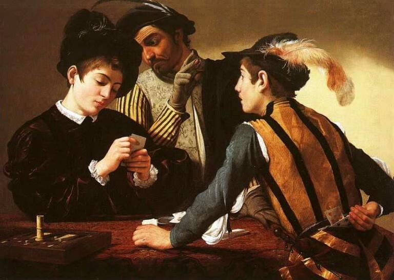 Lukisan Caravaggio - The Cardsharps