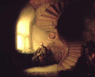 Lukisan rembrandt - philosopher in meditation
