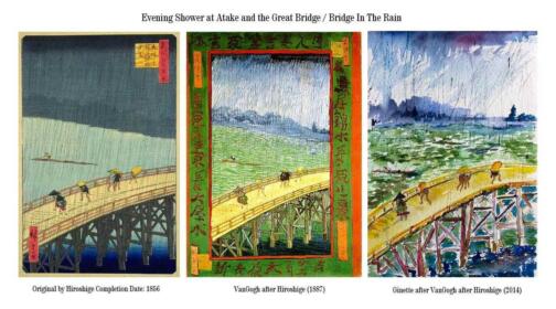 tiga lukisan hujan Hiroshige – Van Gogh – Ginette