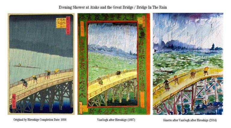 tiga lukisan hujan Hiroshige – Van Gogh – Ginette