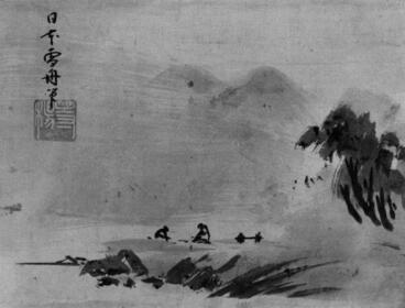 Lukisan Sesshu Toyo - Fisherman and Woodcutter