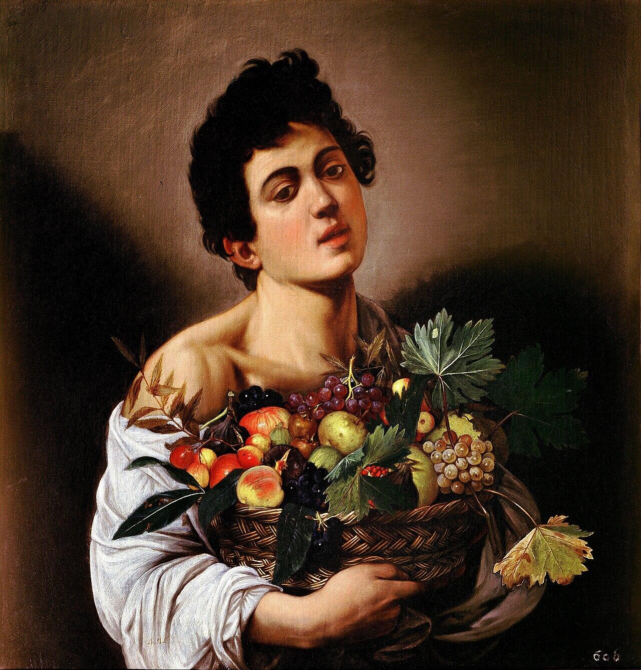 Boy with a Basket of Fruit, wikimedia commons